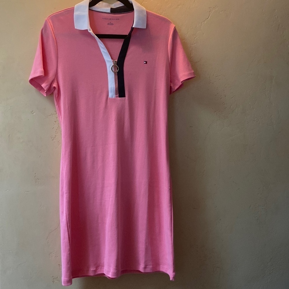Sz M Tommy Hilfiger Pink Collared Shirt Dress LN! - Picture 3 of 7